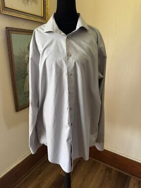 100% Cotton Calvin Klein Slim Tall Non Iron Dress Shirt Gray 17.5 36/37